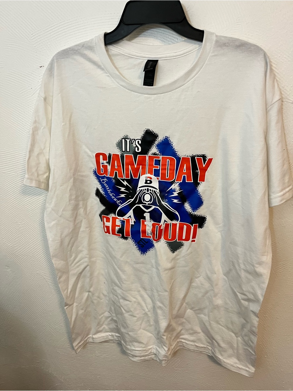 St. Louis battle Hawks "GameDay Get Loud" Graphic Tee with Red and Blue Print